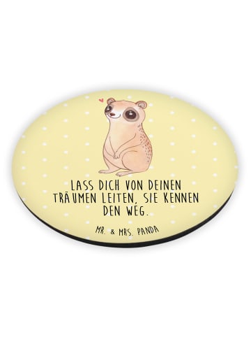 Mr. & Mrs. Panda Rund Magnet Plumplori Glücklich mit Spruch in Gelb Pastell