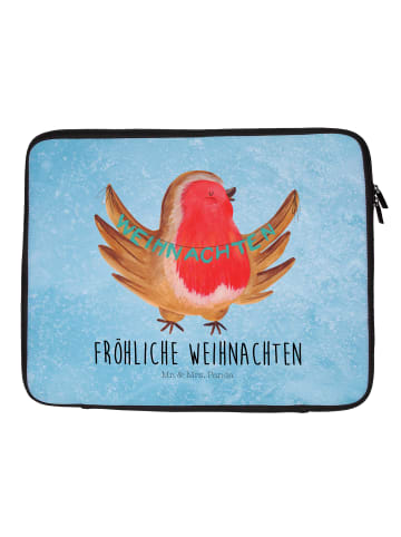 Mr. & Mrs. Panda Laptop Tasche Rotkehlchen Weihnachten ohne Spruch in Eisblau