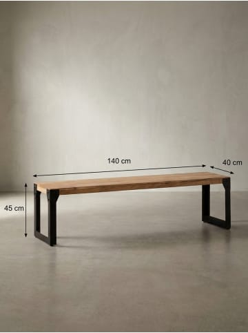 KADIMA DESIGN Esszimmerbank 140x40x45 cm Massivholz Metall Industrial,