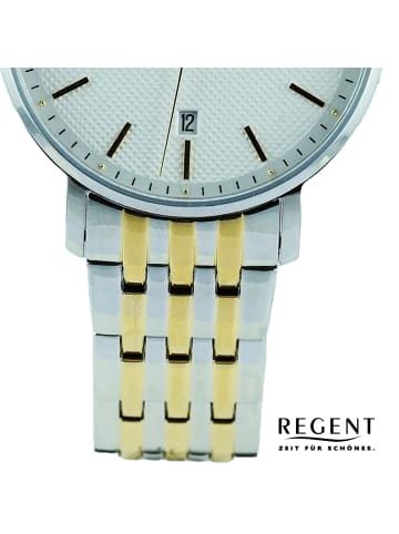 Regent Armbanduhr Regent Metallarmband silber, gold extra groß (ca. 39mm)