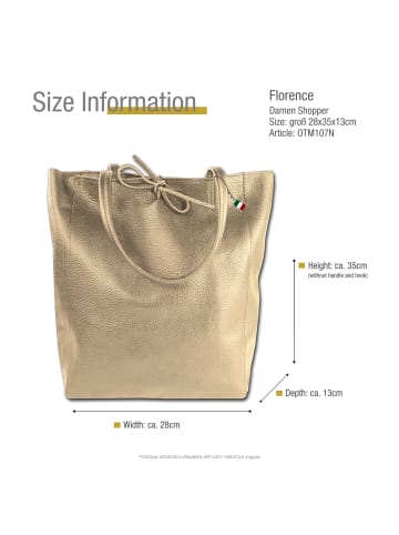 Florence Leder Shopper, Schultertasche Florence Tasche taupe, dunkelbeige ca. 28cm