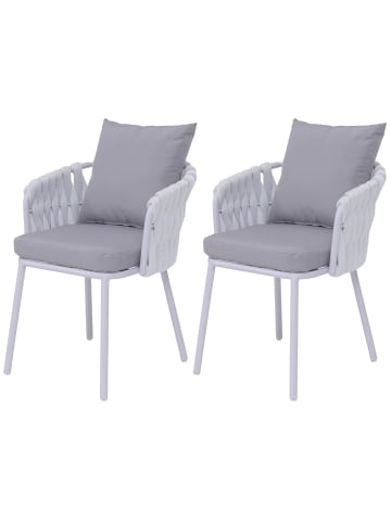 MCW 2er-Set Aluminium-Gartenstuhl P89, Hellgrau