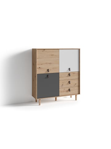 byLiving Highboard Bill in Artisan Eiche - (B) 120 x (H) 135 x (T) 36,5 cm