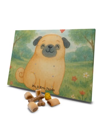 Mr. & Mrs. Panda Hundeadventskalender Mops Design ohne Spruch in Weiß