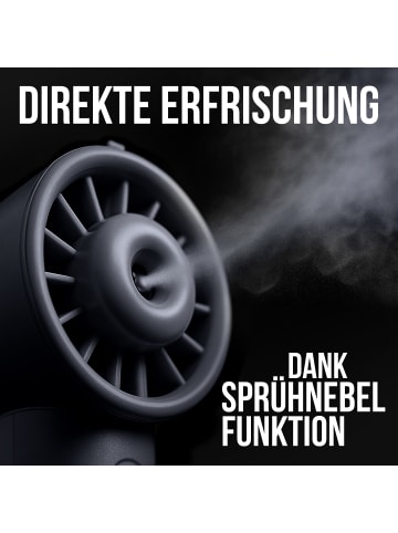AWAVE Tragbarer Handventilator mit Sprühnebelfunktion | Schwarz in Schwarz