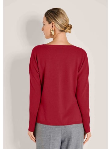 MADELEINE Schlichter Strickpullover mit U-Boot-Ausschnitt in rubinrot