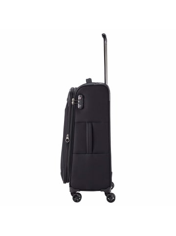travelite Chios - 4-Rollen-Trolley M 67 cm erw. (schwarz) in schwarz