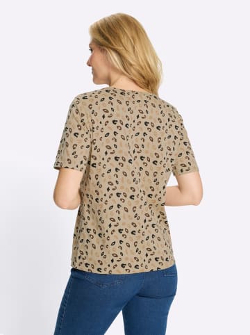 Sieh an! Kurzarm-Shirt in beige-schoko-bedruckt