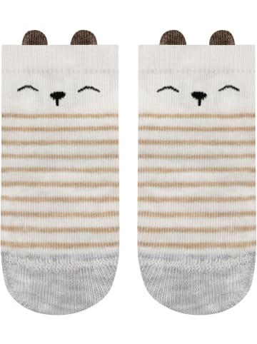 normani 4 Paar Kindersocken mit Ohren Design in Beige/Grau