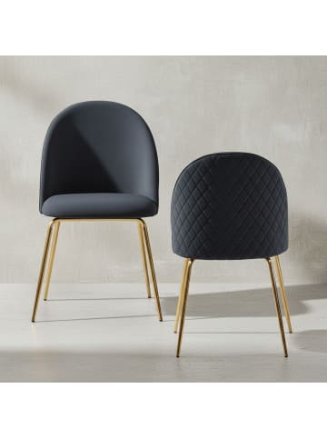 KADIMA DESIGN Design Esszimmerstuhl 2er Set Samt Gepolstert, Küchenstuhl in Schwarz