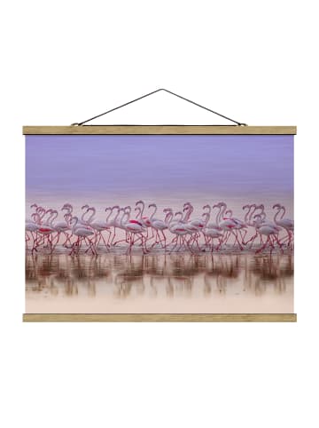 WALLART Stoffbild mit Posterleisten - Flamingo Party in Rosa