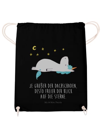Mr. & Mrs. Panda Sportbeutel Einhorn Sternenhimmel mit Spruch in Schwarz