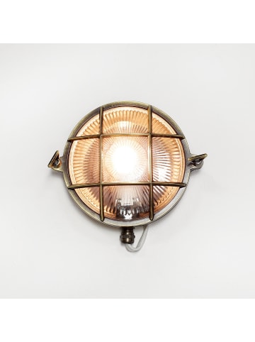 Licht-Erlebnisse Außen Wandlampe Ø 24 x (H)24 cm in Messing Antik