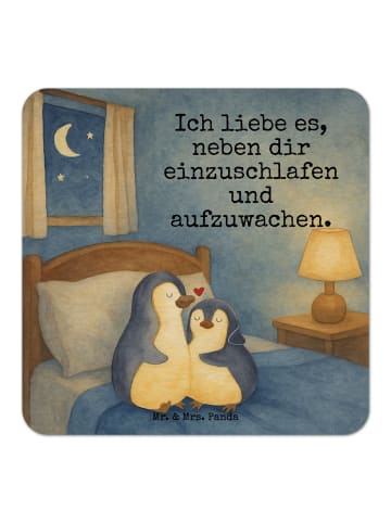 Mr. & Mrs. Panda Bierfilzl Pinguine Einschlafen Design mit Spruch in Weiß