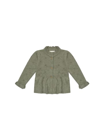leevje Lochstrick Cardigan mit Schößchen in green