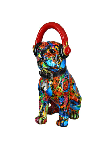 GILDE Figur Mops "Street Art" in Bunt - H. 30 cm - B. 13 cm