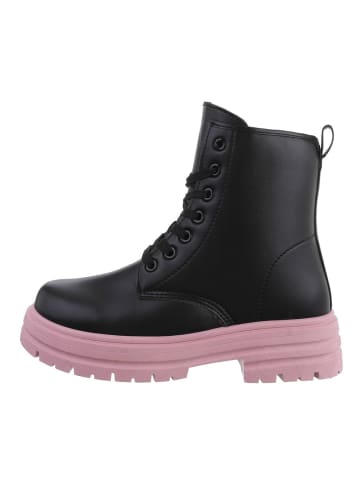 Ital-Design Stiefelette in Schwarz und Rosa