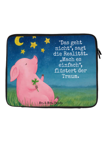 Mr. & Mrs. Panda Laptop Cover Schwein Glück Design mit Spruch in Weiß