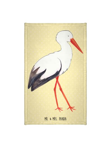 Mr. & Mrs. Panda Frottiertuch Storch ohne Spruch in Gelb Pastell