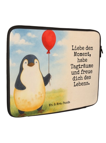 Mr. & Mrs. Panda Laptoptasche Pinguin Luftballon Design mit Spruch in Weiß