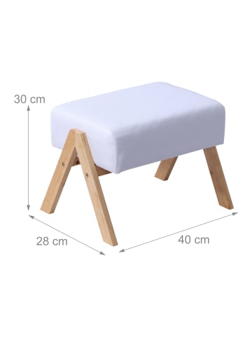 relaxdays Fußhocker in Creme/ Natur - (B)40 x (H)30 x (T)28 cm