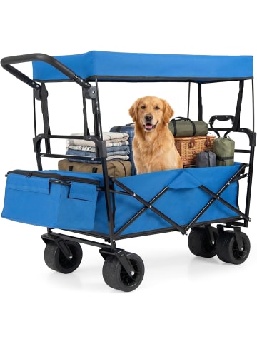 COSTWAY Bollerwagen faltbar mit Dach in Blau