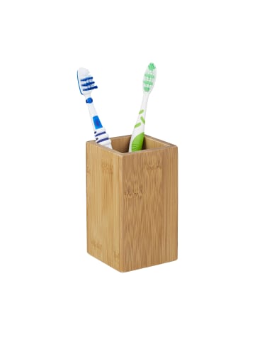 relaxdays 3 x Zahnputzbecher in Natur - (H)11,5 cm