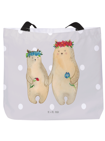 Mr. & Mrs. Panda Damen Schultertasche Bären mit Blumenkranz ohne... in Grau Pastell