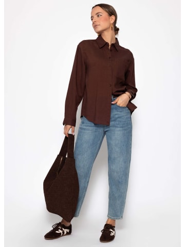 SASSYCLASSY Leinen Hemdbluse in Braun