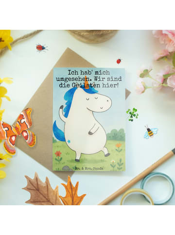 Mr. & Mrs. Panda Grußkarte Einhorn Mann Design mit Spruch in Weiß