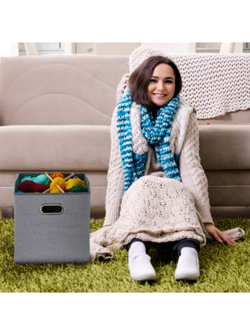 relaxdays 2 x Aufbewahrungsbox in Grau - (B)33 x (H)32 x (T)33 cm