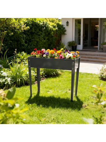 relaxdays Hochbeet in Anthrazit- (B)85 x (H)80 x (T)40 cm