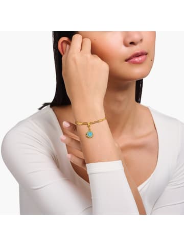 Thomas Sabo Thomas Sabo Member Charm türkiser Charmista Coin vergoldet 750 Gelbgold Vergoldung, 925 Sterlingsilber, Kaltemail in gold, türkis