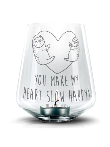 Mr. & Mrs. Panda Teelichthalter Faultiere Herz mit Spruch in Transparent