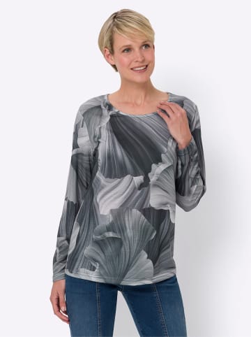 Sieh an! Langarmshirt in hellgrau-graphit-bedruckt