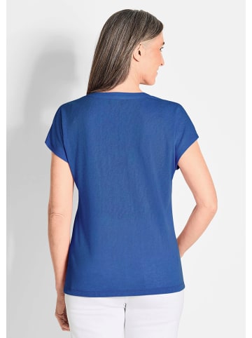 GOLDNER Kurzgröße:  Jerseyshirt Luftiges Basicshirt mit V-Ausschnitt in royalblau