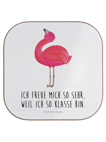 Mr. & Mrs. Panda Tassen Untersetzer Flamingo Stolz mit Spruch in Weiß