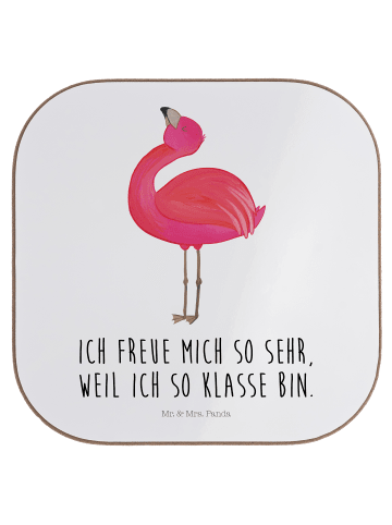 Mr. & Mrs. Panda Untersetzer Flamingo Stolz mit Spruch in Weiß