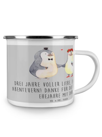 Mr. & Mrs. Panda Trinkbecher 3. Hochzeitstag Lederhochzeit mit S... in Heather Grey