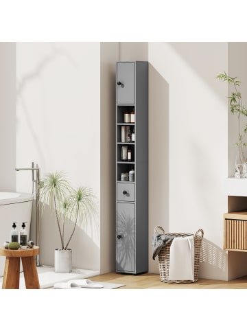 Kleankin Badezimmerschrank-20L x 20B x 180H cm-Grau