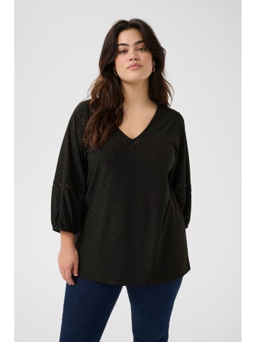 KAFFE curve Langarm-Bluse KCtara in Black Deep CC.