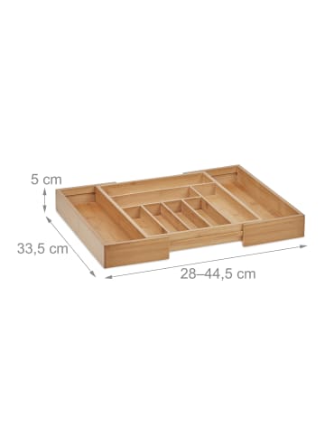 relaxdays Besteckkasten in Natur - (B)44,5 x (H)5 x (T)33,5 cm