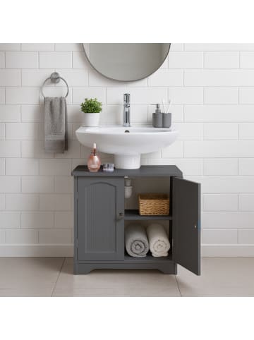 relaxdays Waschbeckenunterschrank in Grau - (B)60 x (H)60 x (T)30 cm