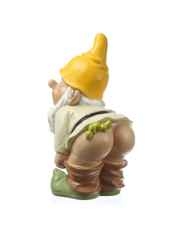 MARELIDA Gartenzwerg mit Hose Runter und Raupe Gartenfigur H: 27cm