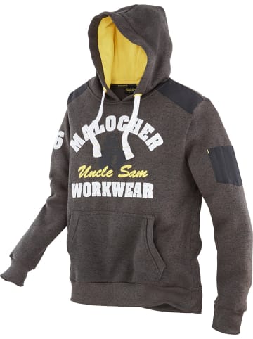 Uncle Sam Strickfleecehoodie in oliv melange/gelb