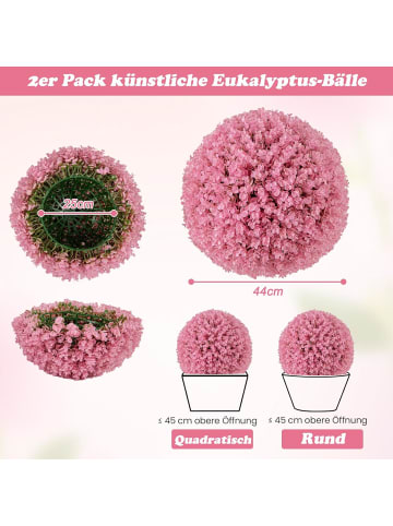 COSTWAY 2er Set Buchsbaumkugel 44 cm in Rosa