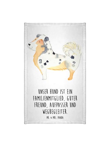 Mr. & Mrs. Panda Gästehandtuch Hund Australien Shepherd mit Spruch in Weiß