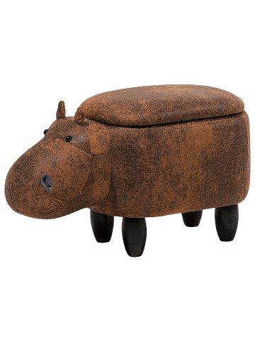 Beliani Tierhocker HIPPO in Braun/Schwarz - (W) 32 x (H) 35 x (L) 60 cm