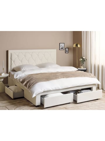 Beliani Doppelbett LIEVIN in Beige - (W) 185 x (H) 122 x (L) 217 cm