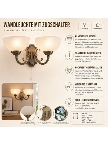 Licht-Erlebnisse Wandlampe (B)41 x (H)20 cm in Bronze Weiß